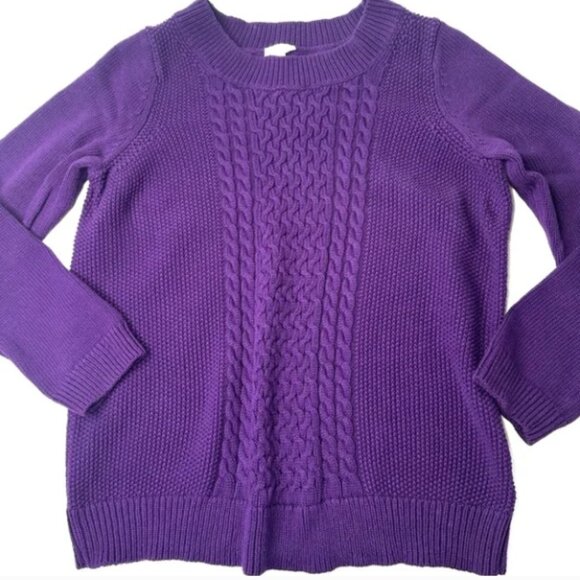 Talbots Sweaters - Talbots Purple Sweater 100% Cotton Cable Knit Crew Neckline Size Medium